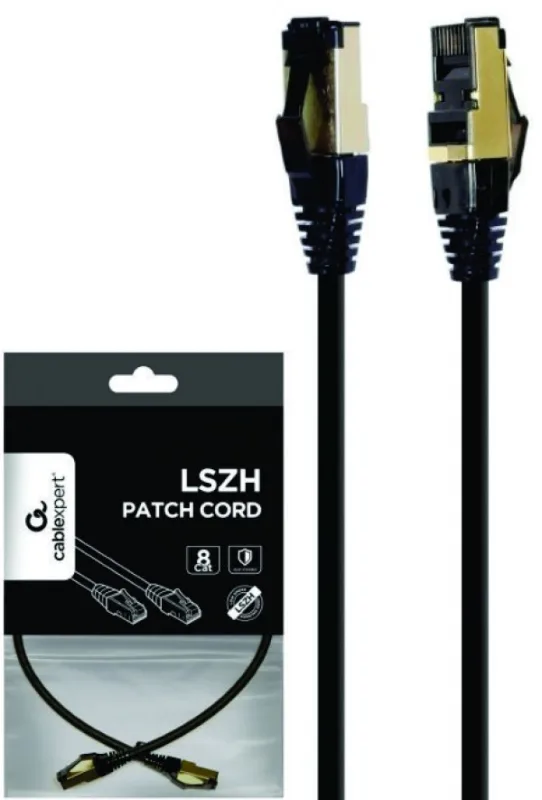 Gembird Mrezni kabl S/FTP Cat.8 LSZH patch cord, black 0.5m (PP8-LSZHCU-BK-0.5M)