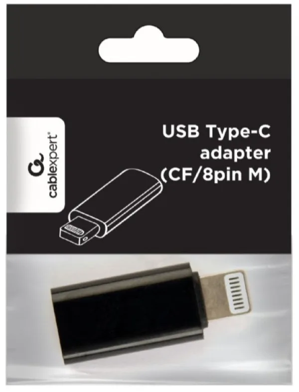 Gembird USB Type-C adapter (CF/8pin M), black (A-USB-CF8PM-01)