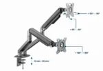 MA-DA2-05 Gembird Podesivi dupli stoni drzac za monitor, tilt, 17-32 max.9kg FO - Slika 2