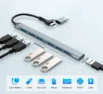 UHB-ACM-U3P1U2P6-01 Gembird 7-port USB hub (1x USB 3.2 + 6x USB 2.0), USB-A + USB-C, silver - Slika 7