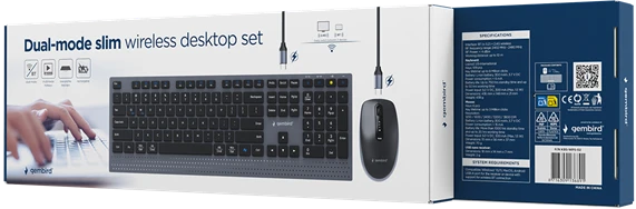 Bežični desktop set tastatura i miš Bluetooth 5.2 + WiFi 2.4 GHz US layout (KBS-WPS-02)