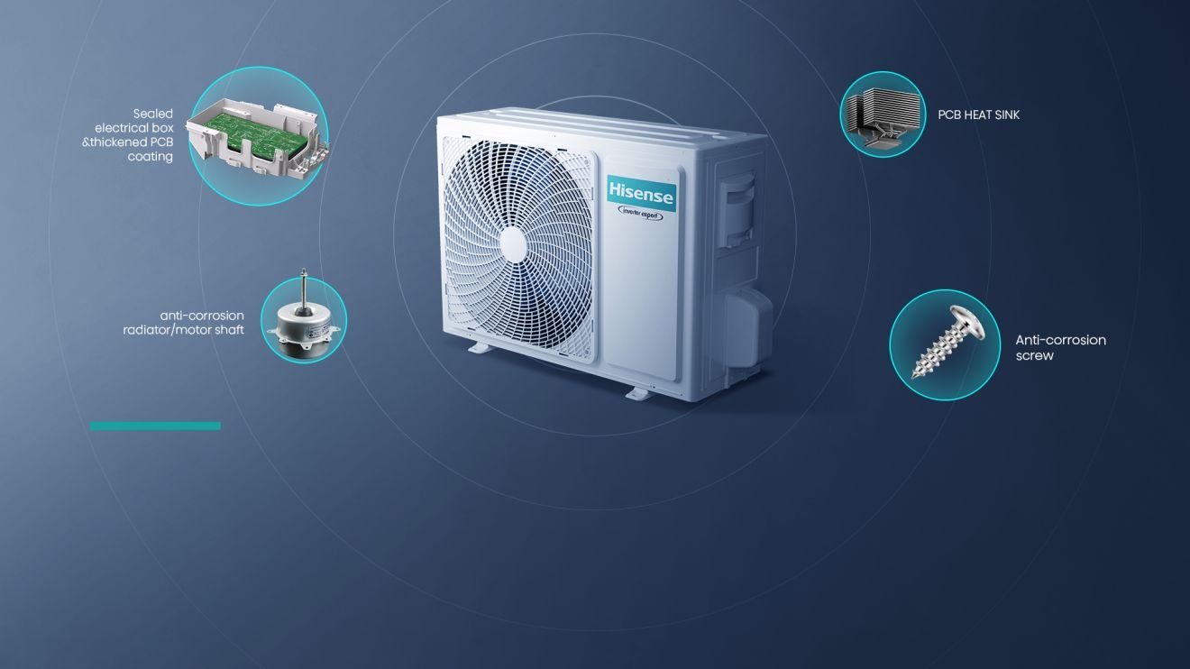 Hisense HB25XU0BG inverter klima uređaj | UNI HB 5 Hisense HB25XU0BG inverter klima uređaj | UNI HB Hisense HB25XU0BG — Uni HB Black Level 3 Anti-corrosion