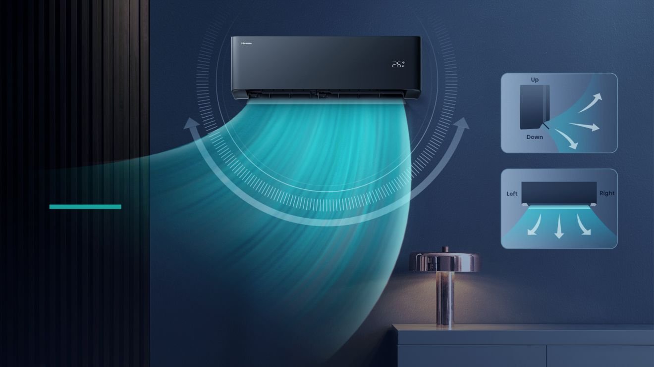 Hisense HB25XU0BG inverter klima uređaj | UNI HB 11 Hisense HB25XU0BG inverter klima uređaj | UNI HB Hisense HB25XU0BG — Uni HB Black 4D Airflow